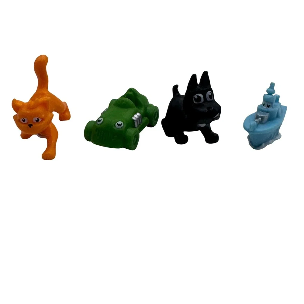 Monopoly Jr Token Replacement Lot 4 Orange Cat Green Car Black Dog Blue Boat